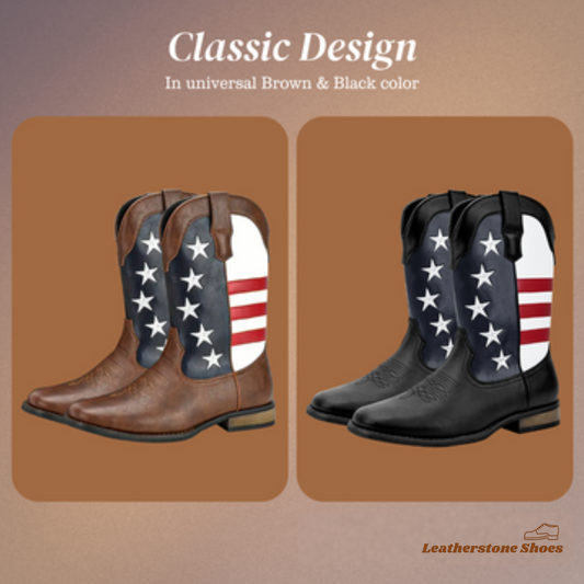Andrew | Personalized American Flag Western Cowboy Boots