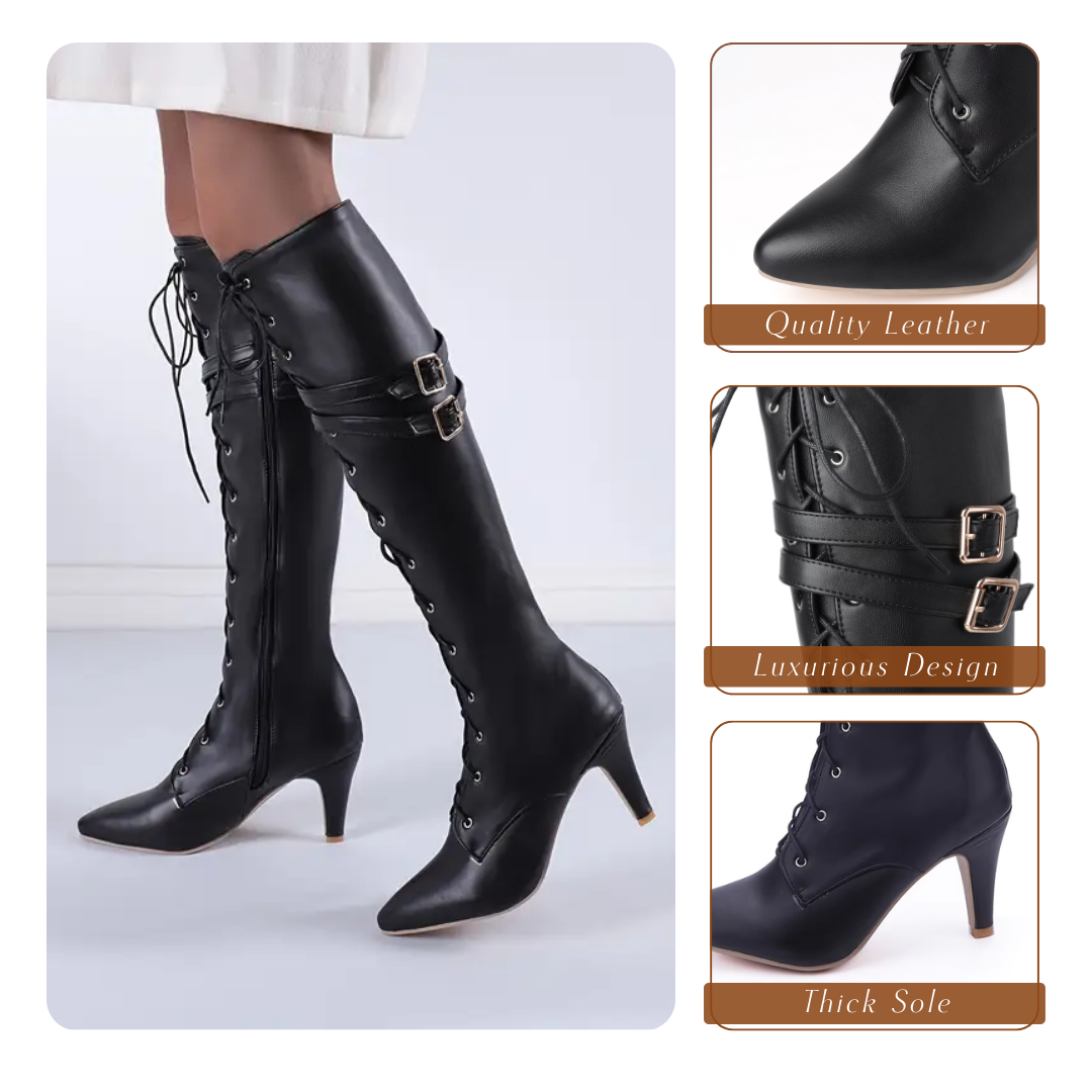 Sophia | Knee-High Lace-Up Boots